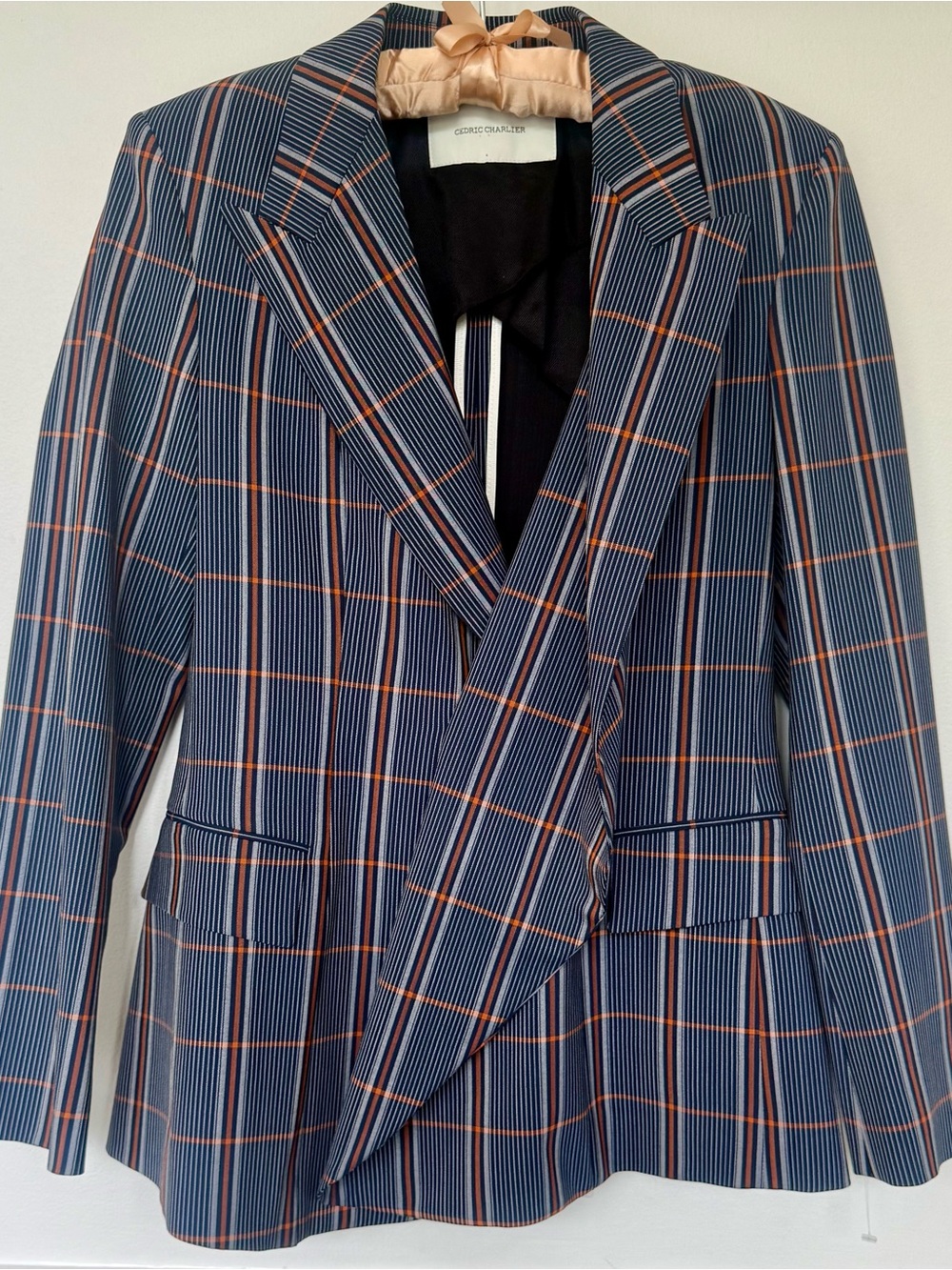 Cedric Charlier Notch-Lapel One-Button Plaid Wool Jacket size 40